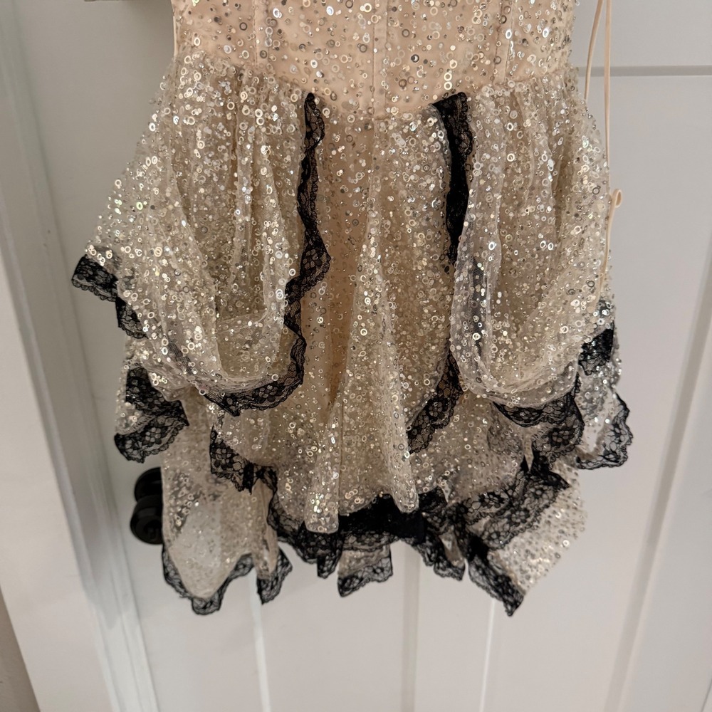 For Love & Lemons Crystal Elena Sequin Mini Dress M New Coquette Party Feminine - Picture 3 of 6
